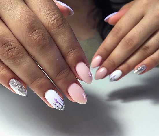 White glitter manicure: beautiful design in the photo, review