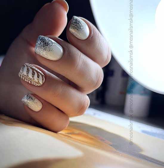 White glitter manicure: beautiful design in the photo, review