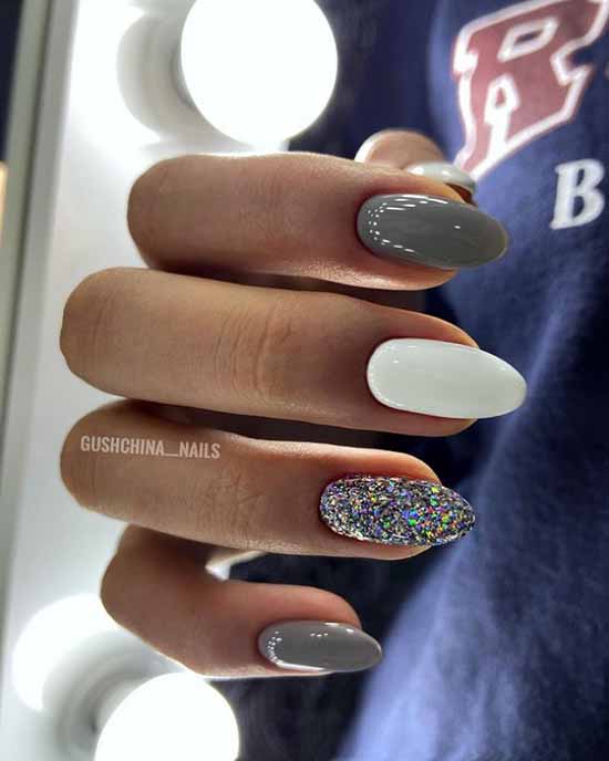 White glitter manicure: beautiful design in the photo, review