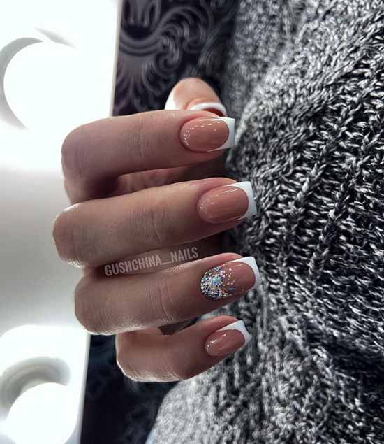 White glitter manicure: beautiful design in the photo, review