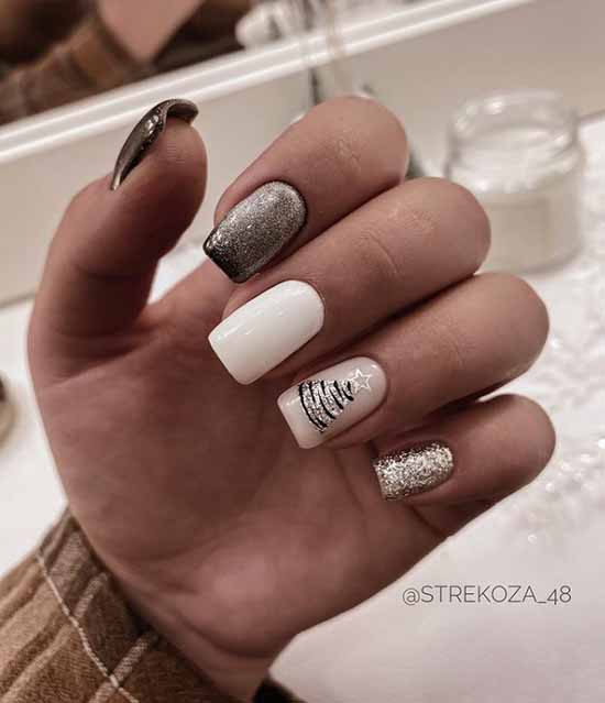 White glitter manicure: beautiful design in the photo, review