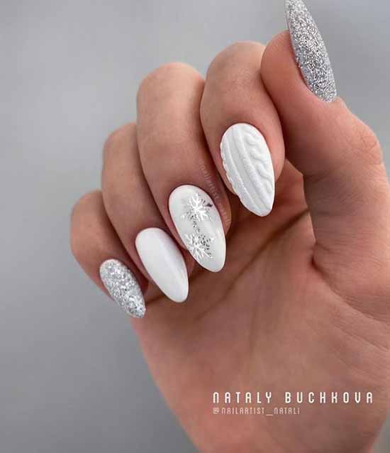 White glitter manicure: beautiful design in the photo, review