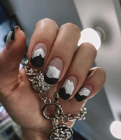 Black with foil manicure