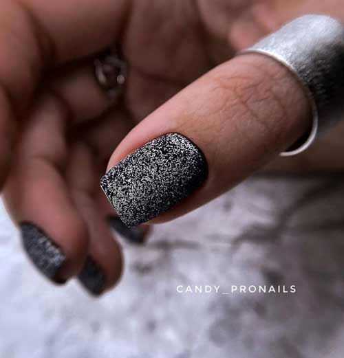 Black with silver manicure