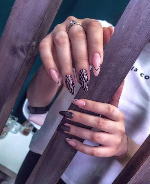 Long nails black manicure