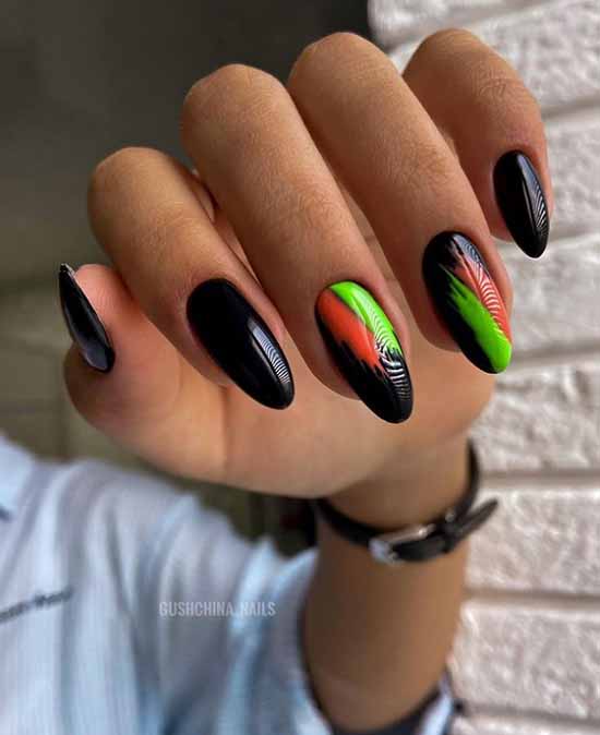 Black with neon manicure