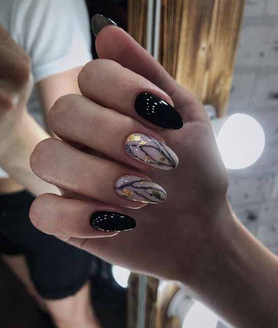 Black manicure 2021: photo, original design