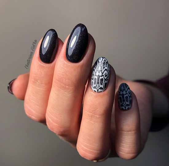 Black manicure 2021: photo, original design