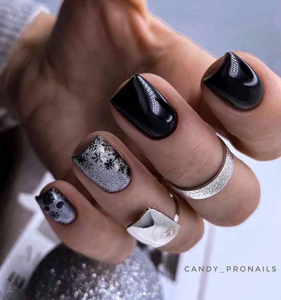 Black silver manicure