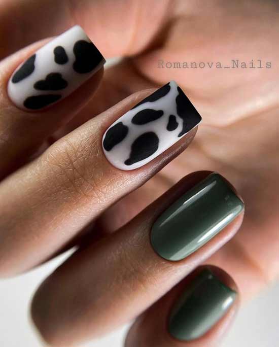 Photo manicure khaki color