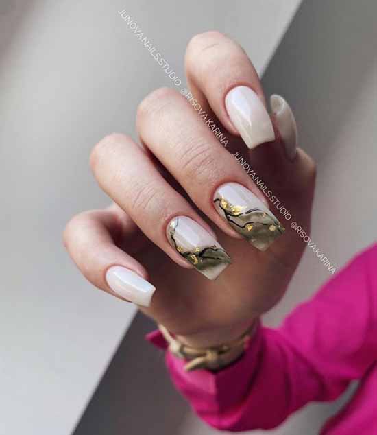 Khaki manicure: the best design, 100 photos, new items