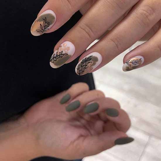 Matte khaki manicure