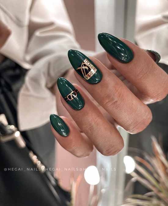 Long nails dark emerald