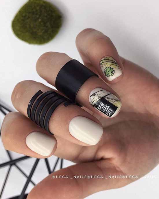 Khaki manicure: the best design, 100 photos, new items