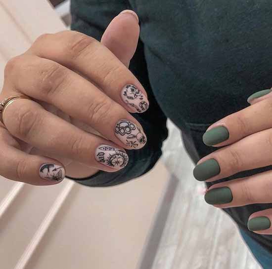 Khaki manicure: the best design, 100 photos, new items