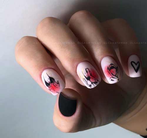 Ongles design coeur mat