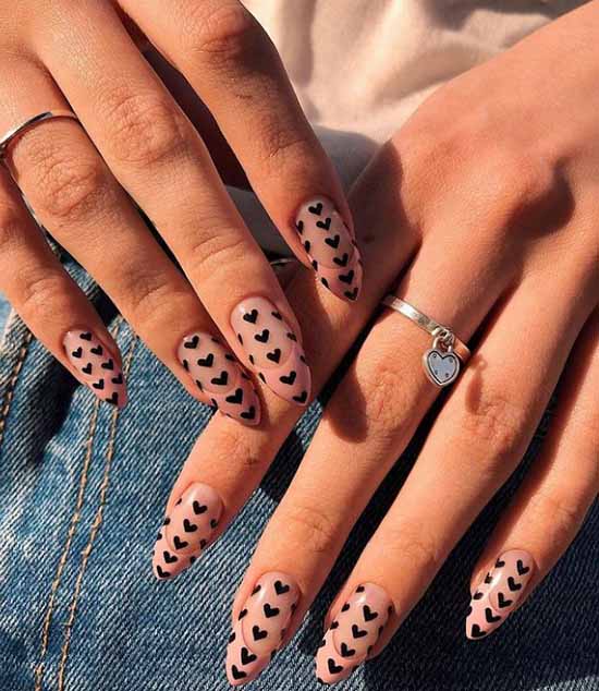 Heart print on nails