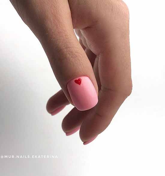 Manicure with a heart for Valentine's Day: photo 2021, design