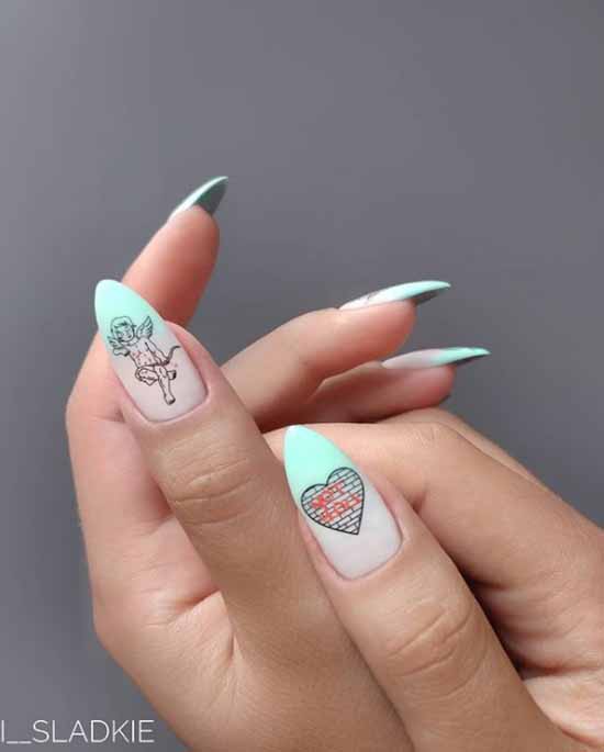 Manicure with a heart for Valentine's Day: photo 2021, design