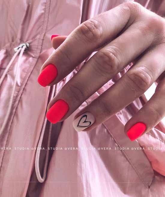 Manicure with a heart for Valentine's Day: photo 2021, design