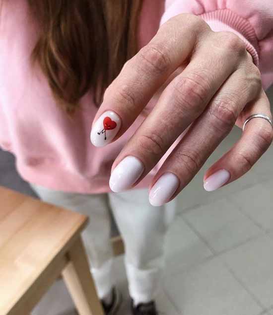 Manicure with a heart for Valentine's Day: photo 2021, design