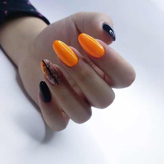 Black and orange manicure