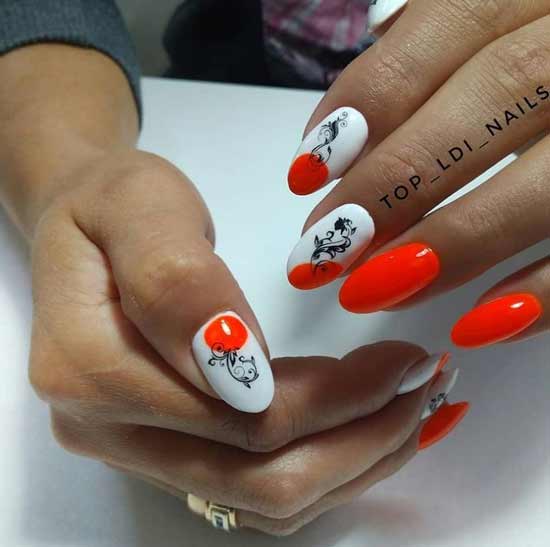 Neon orange manicure