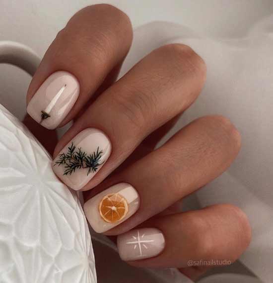 Dessin d'une orange orange sur les ongles