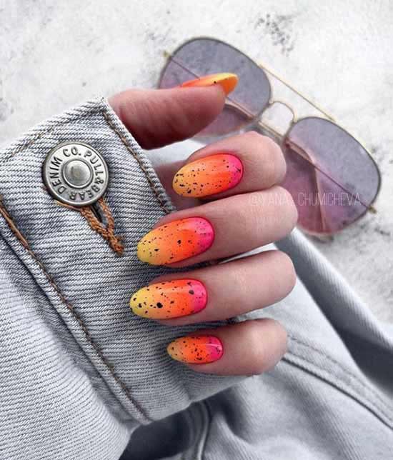 Red and yellow orange manicure