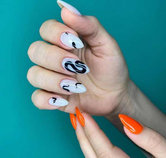 Orange long nails