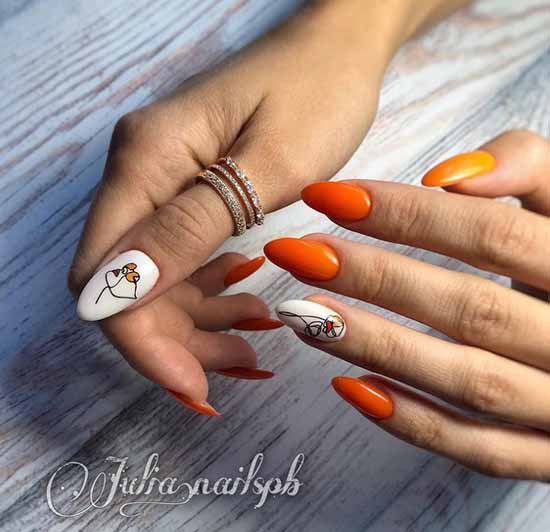 Orange manicure 2021: photo of new items with design