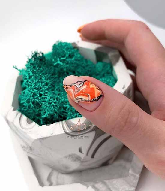 Orange manicure 2021: photo of new items with design