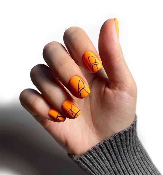 Orange manicure 2021: photo of new items with design