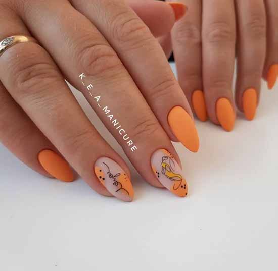 Orange manicure 2021: photo of new items with design