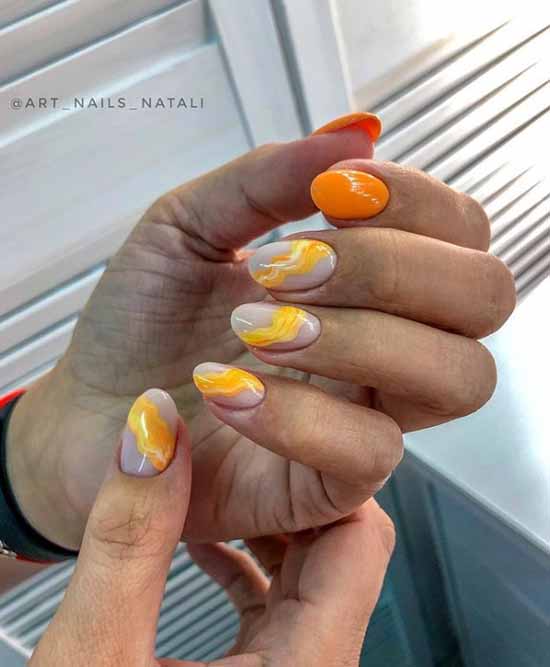 Orange manicure 2021: photo of new items with design