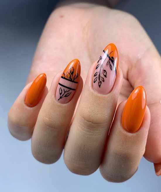 Orange manicure 2021: photo of new items with design