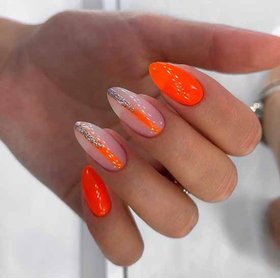 Orange manicure 2021: photo of new items with design