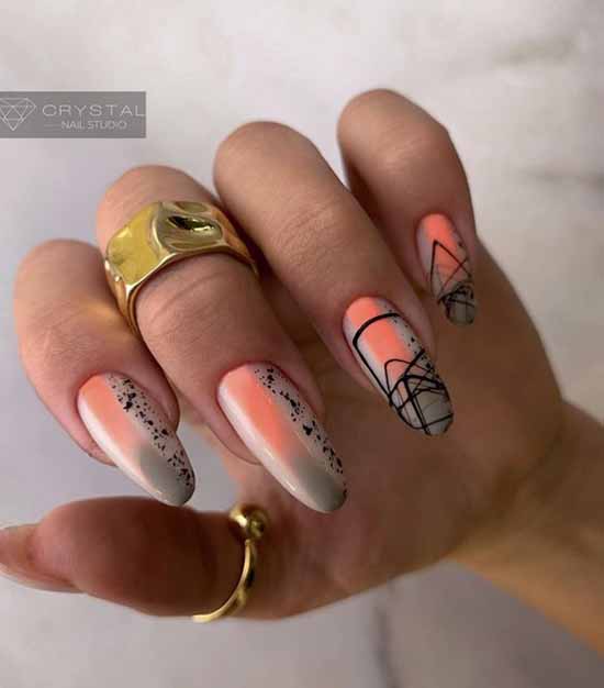 Orange manicure 2021: photo of new items with design