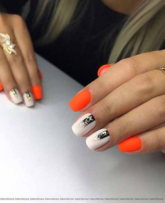 Orange manicure 2021: photo of new items with design