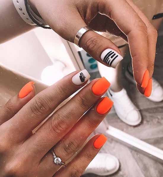 Orange manicure 2021: photo of new items with design