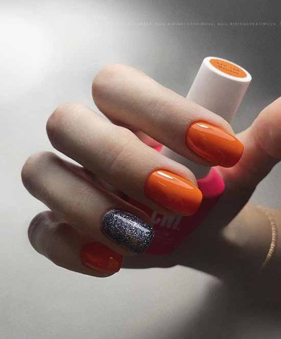 Orange manicure 2021: photo of new items with design