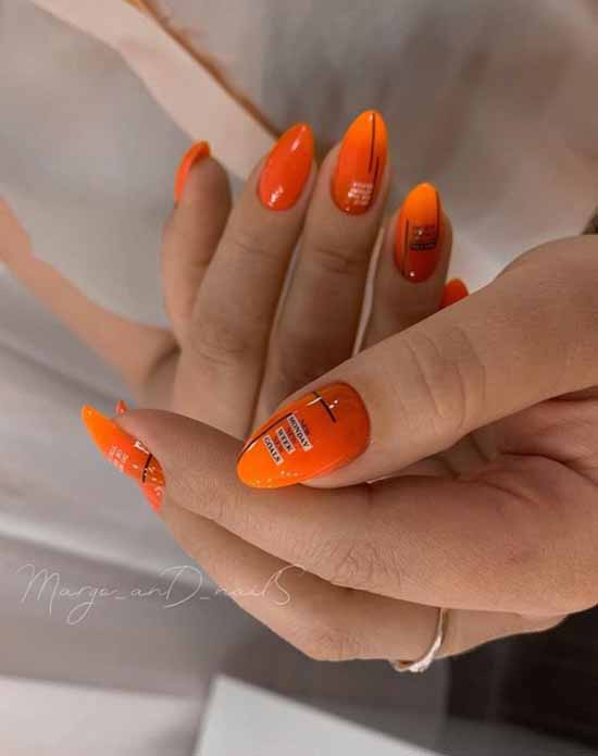 Orange manicure 2021: photo of new items with design