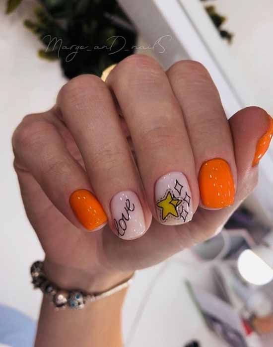 Orange manicure 2021: photo of new items with design