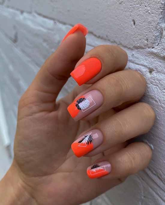 Orange manicure 2021: photo of new items with design