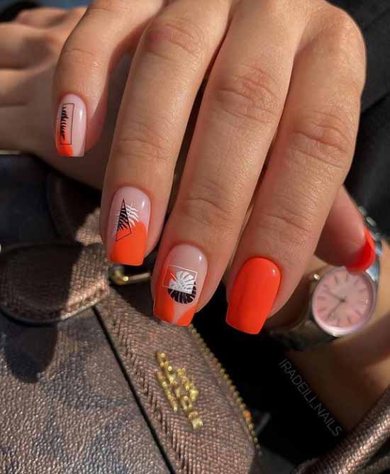 Orange manicure 2021: photo of new items with design