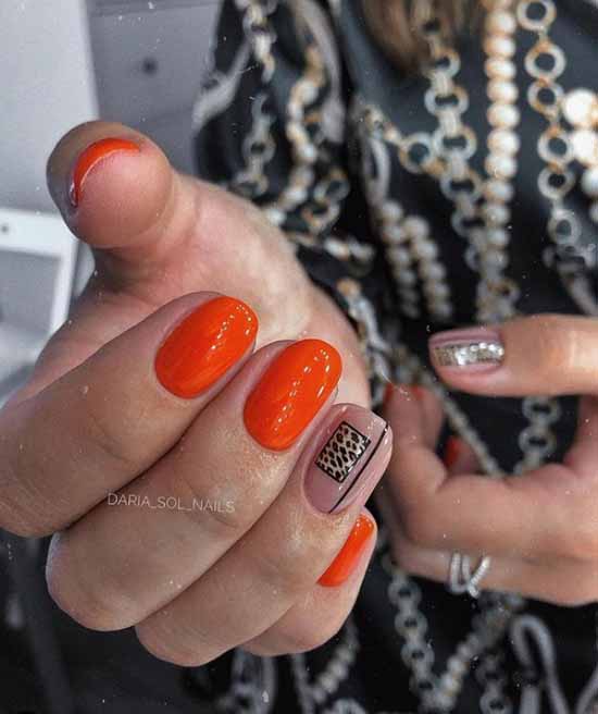 Orange manicure 2021: photo of new items with design