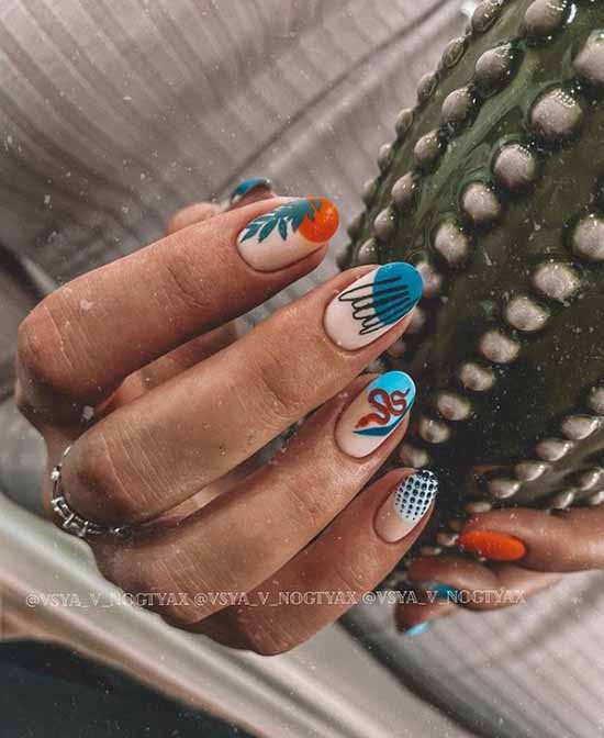 Orange manicure 2021: photo of new items with design