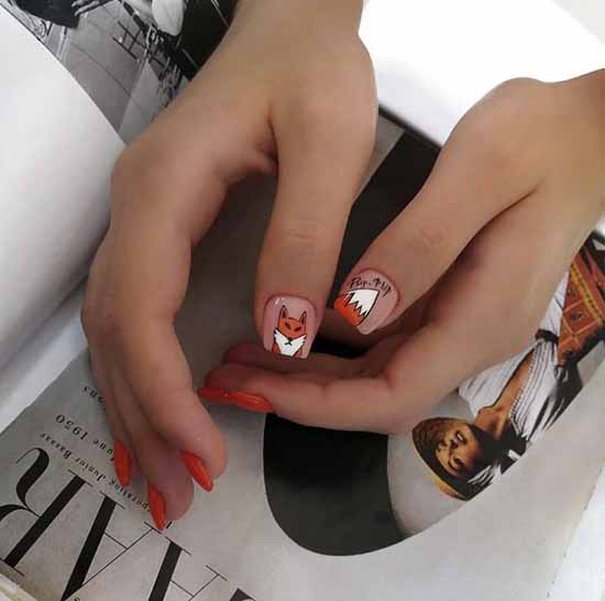 Orange manicure 2021: photo of new items with design