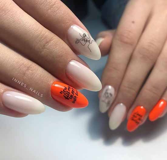 Orange manicure 2021: photo of new items with design