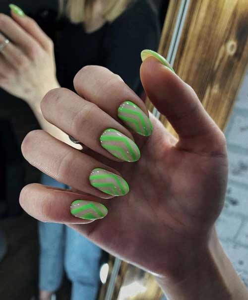 Neon manicure trend with transparent